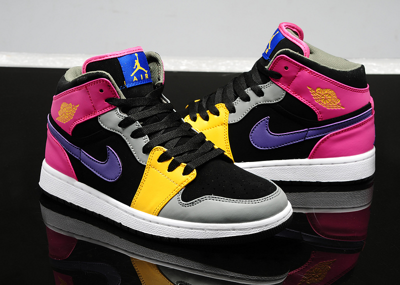 Air Jordan Women Shoes Black/Yellow/Gray/Deeppink/Blueviolet On